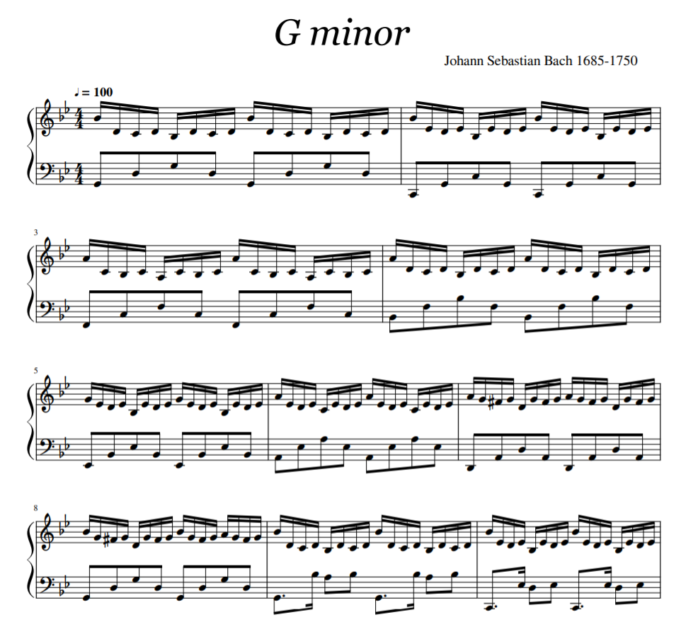 Johann Sebastian Bach 1685-1750 - G minor sheet music for piano